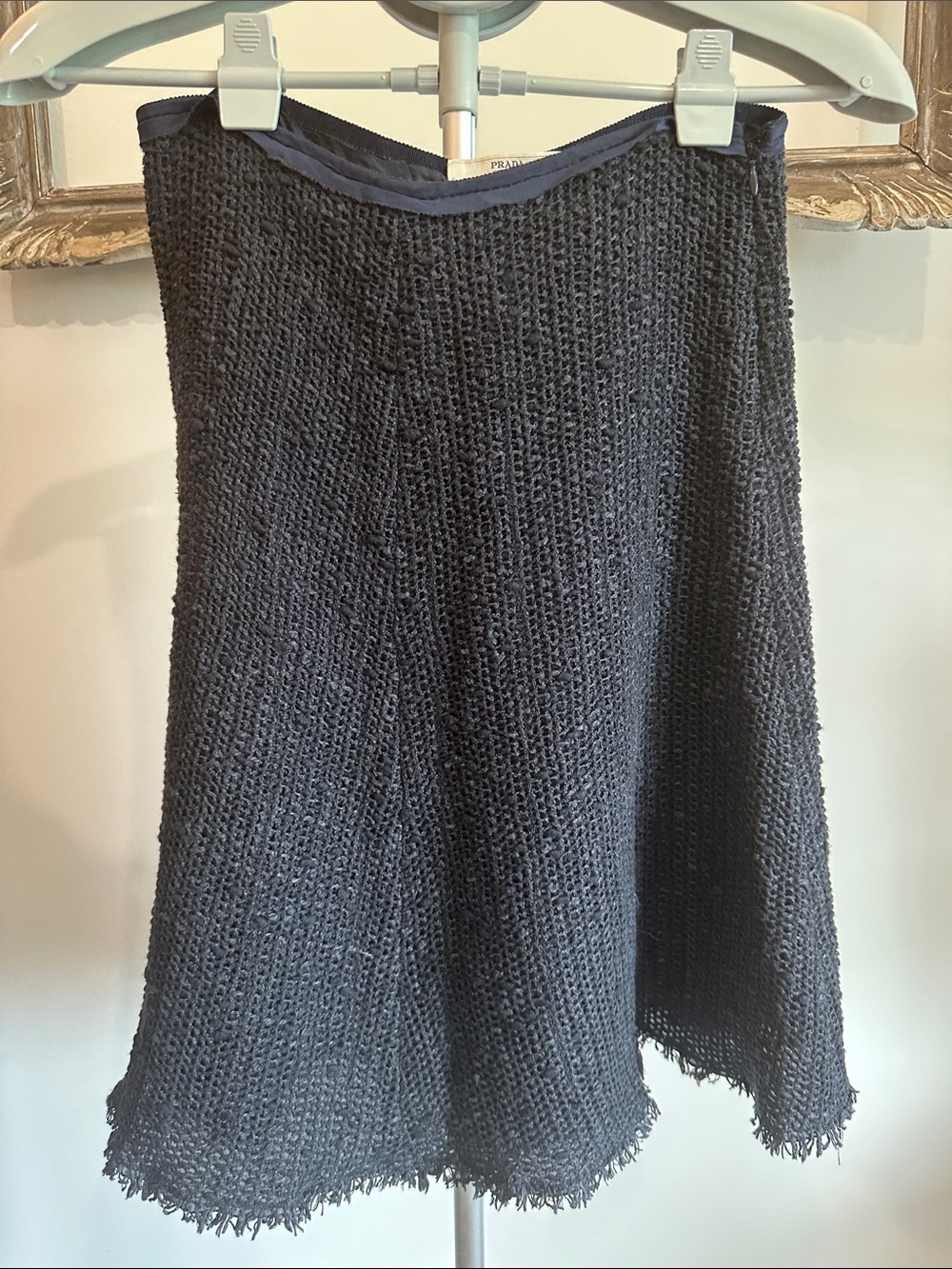 Prada Blue Textured A-Line Skirt